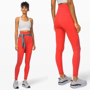 Lululemon Everlux High Waisted Coral Mesh Tights